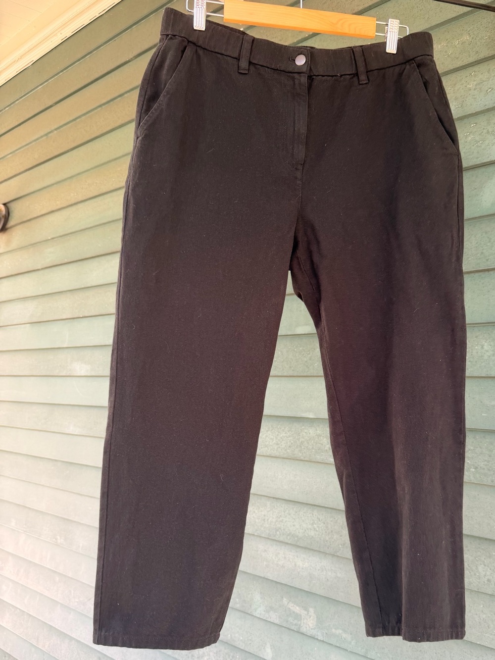 Eileen Fisher Black Garment-Dyed Utility Organic Cotton Tapered Pant